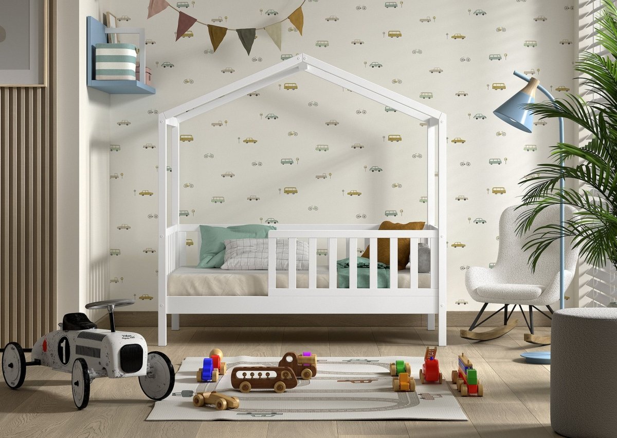 VIPACK-Lit Cabane Junior DALLAS 70x140cm Blanc