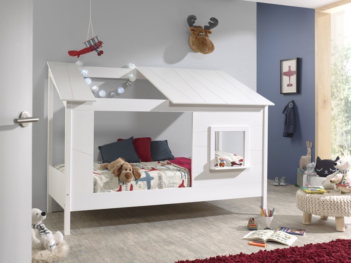 VIPACK-Lit Cabane(26) HOUSEBED 90x200cm Blanc