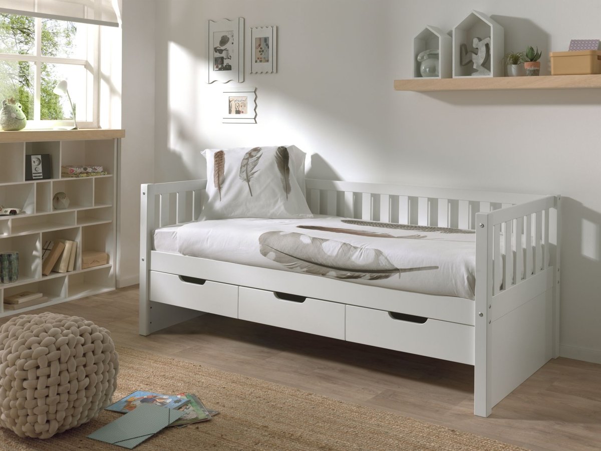 VIPACK-Lit Capitaine (91) FRITZ 90x200 cm Blanc