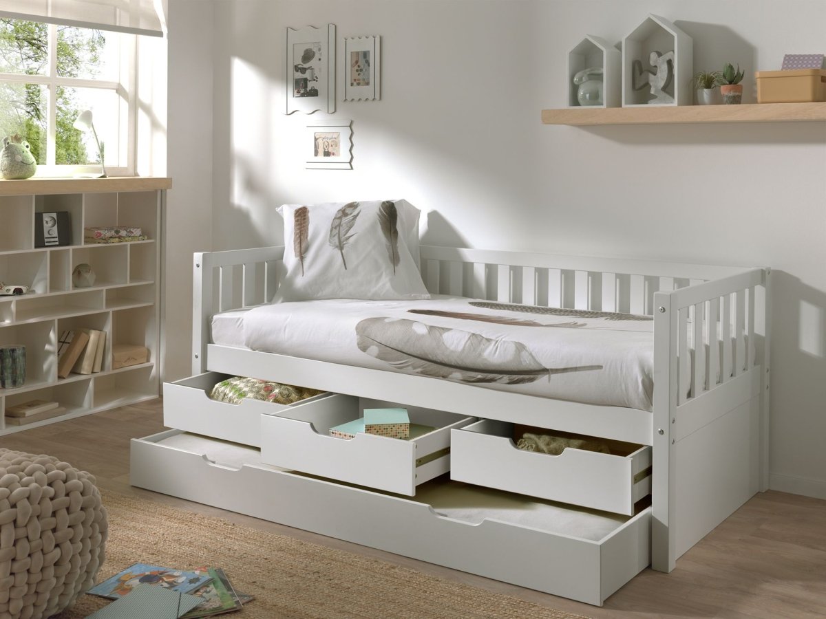VIPACK-Lit Capitaine (91) FRITZ 90x200 cm Blanc