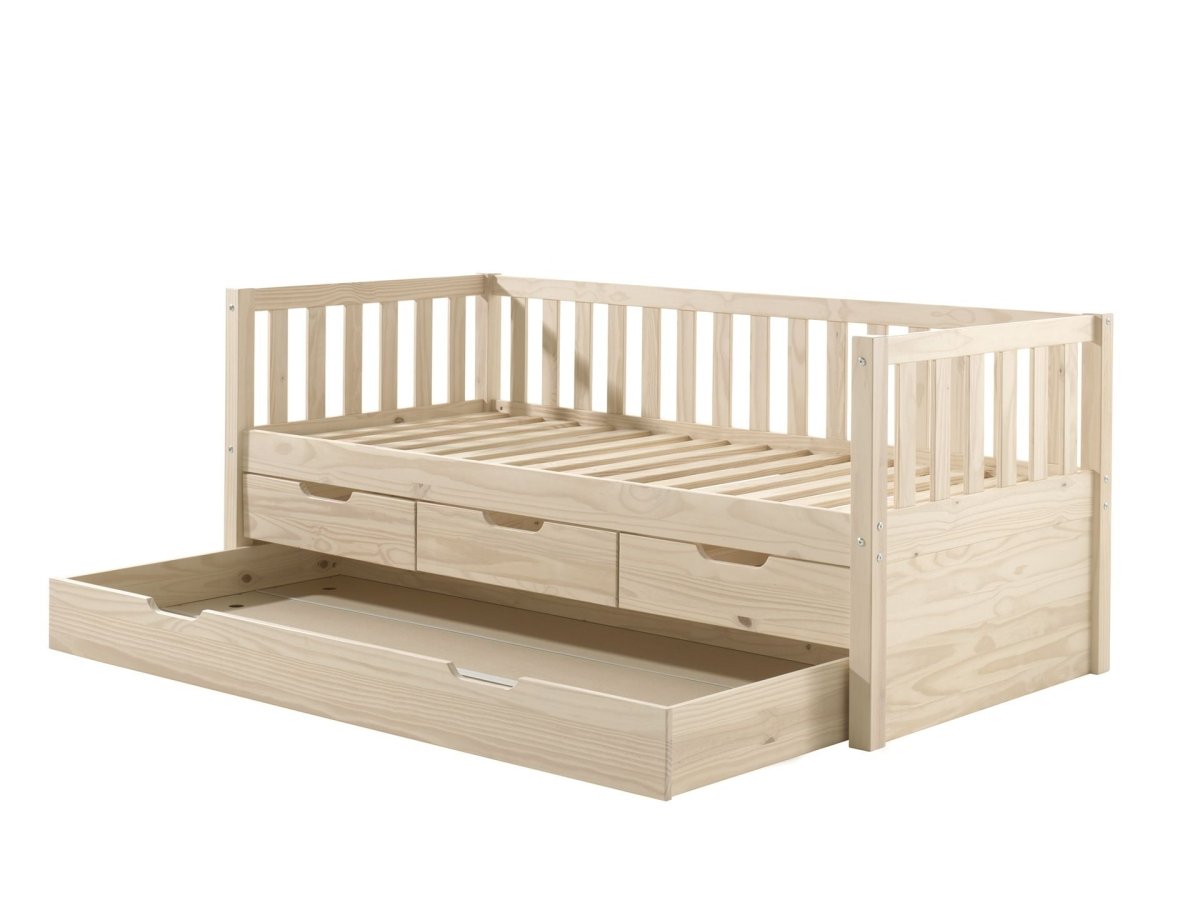 VIPACK-Lit Capitaine (91) FRITZ 90x200 cm Pin Laiteux