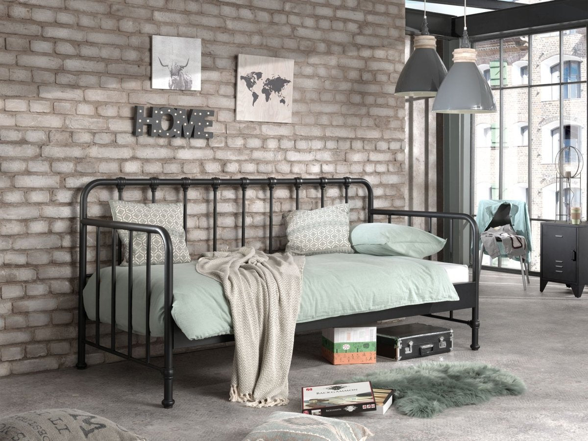 VIPACK-Lit Capitaine BRONXX 90x200cm Noir