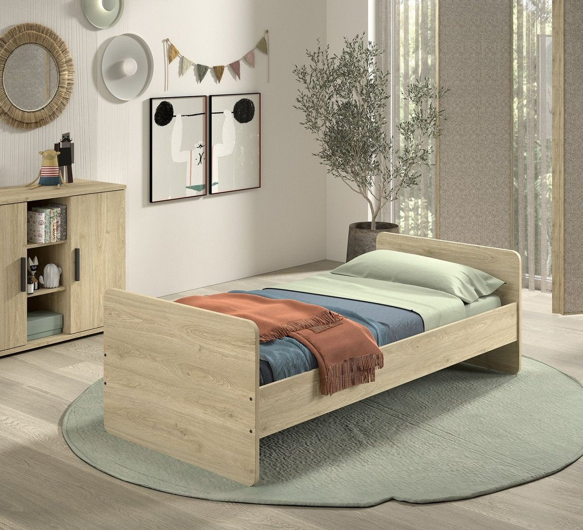 VIPACK-Lit Évolutif SAM 60x120cm + 90x200cm Chêne