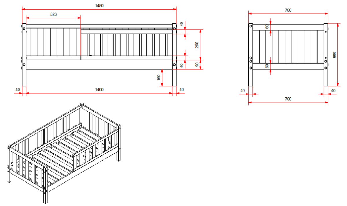 VIPACK-Lit Junior TOD 70x140cm Blanc