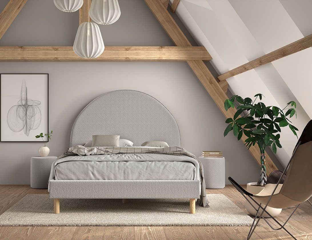 VIPACK-Lit Lune 140 X 200 Cm Gris Boucle