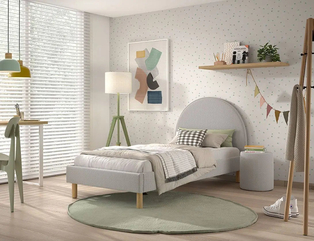 VIPACK-Lit Lune 140 X 200 Cm Gris Boucle