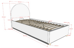 VIPACK-Lit LUNE Stockage 90 X 200 Cm Blanc