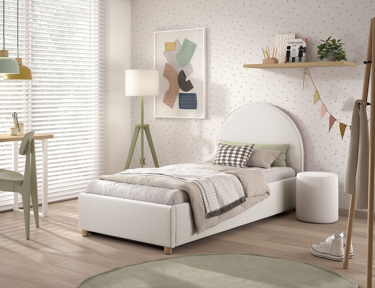 VIPACK-Lit LUNE Stockage 90 X 200 Cm Blanc