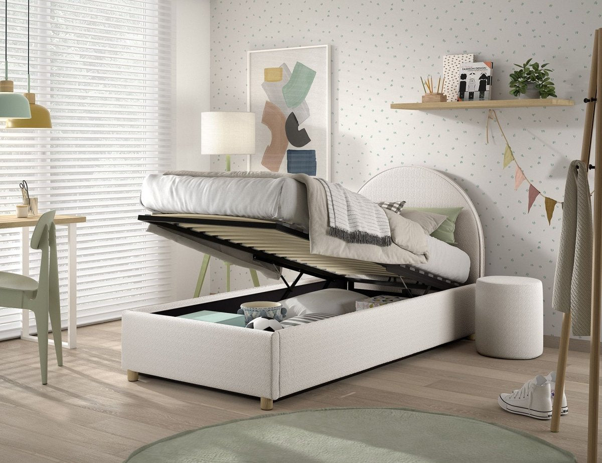 VIPACK-Lit LUNE Stockage 90 X 200 Cm Blanc