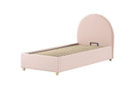 VIPACK-Lit LUNE Stockage 90 X 200 Cm Rose Bouclé
