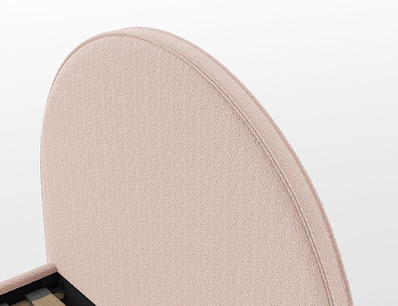 VIPACK-Lit LUNE Stokage 140 X 200 Cm Rose Bouclé