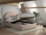 VIPACK-Lit LUNE Stokage 140 X 200 Cm Rose Bouclé
