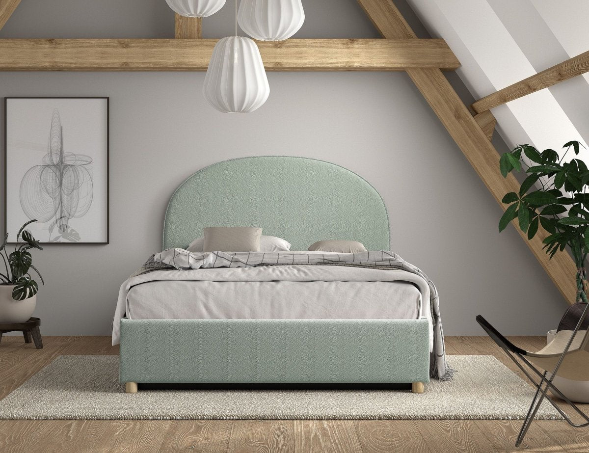 VIPACK-Lit LUNE Stokage 140 X 200 Cm Vert Bouclé