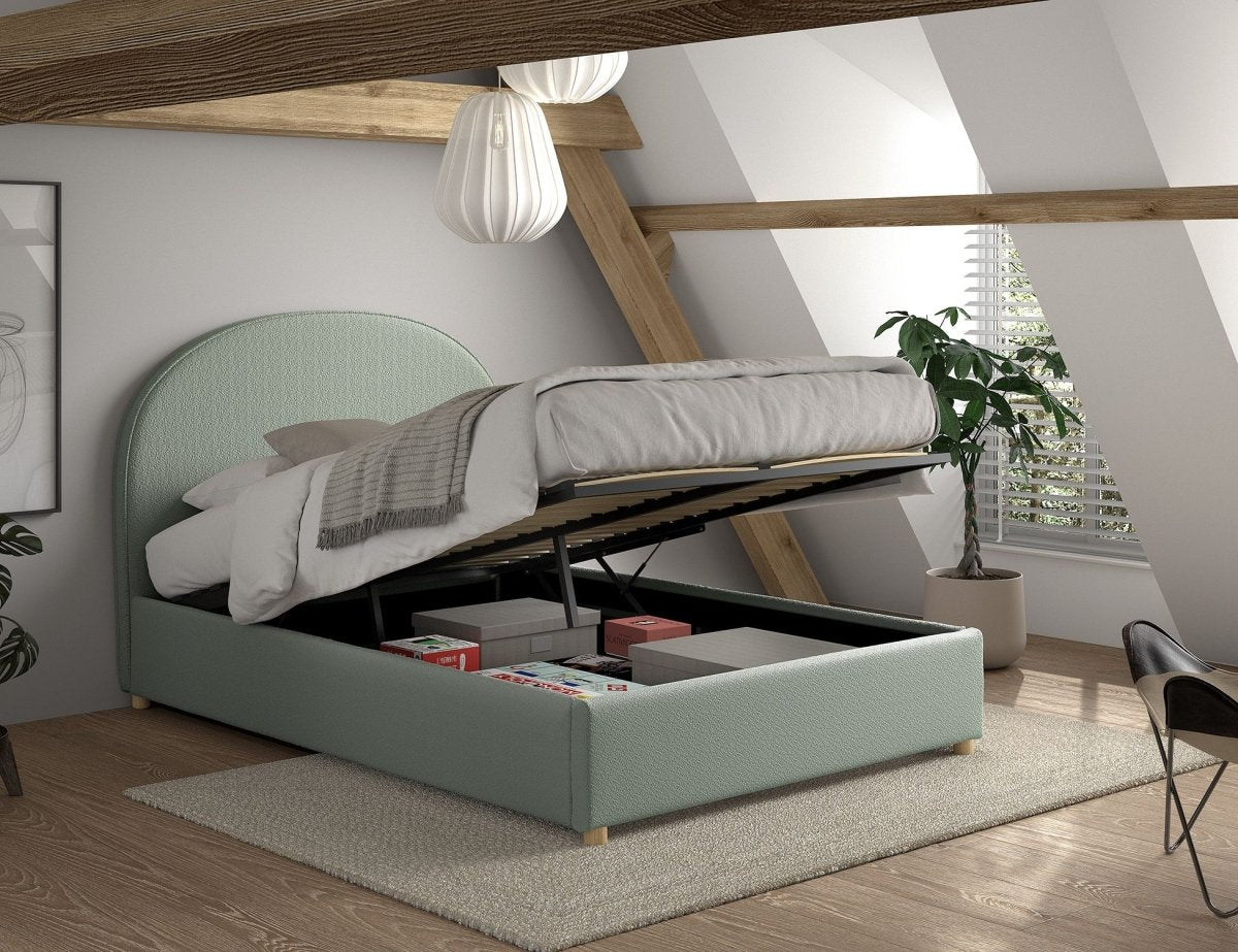 VIPACK-Lit LUNE Stokage 140 X 200 Cm Vert Bouclé