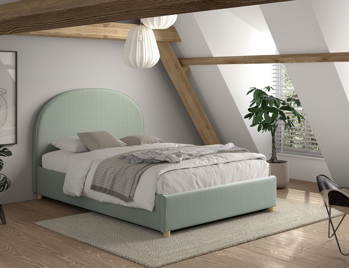 VIPACK-Lit LUNE Stokage 140 X 200 Cm Vert Bouclé