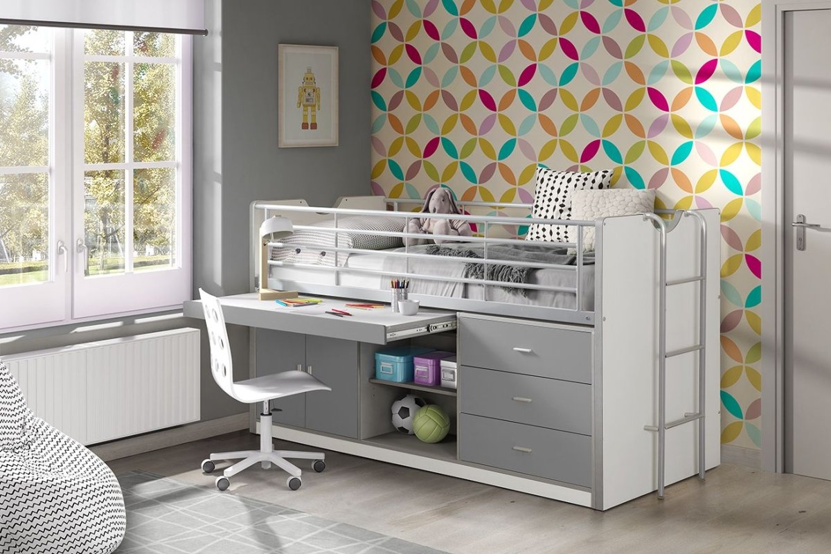 VIPACK-Lit Mi-Hauteur (95) BONNY 90 X 200 Cm Argent