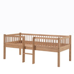 VIPACK-Lit Mi-Hauteur Bas Avec Échelle Forrest – 90 x 200 Cm – En Chêne