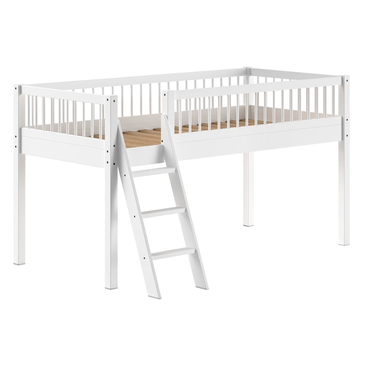 VIPACK-Lit Mi-Hauteur Forrest – 90 x 200 Cm – En Hêtre Blanc