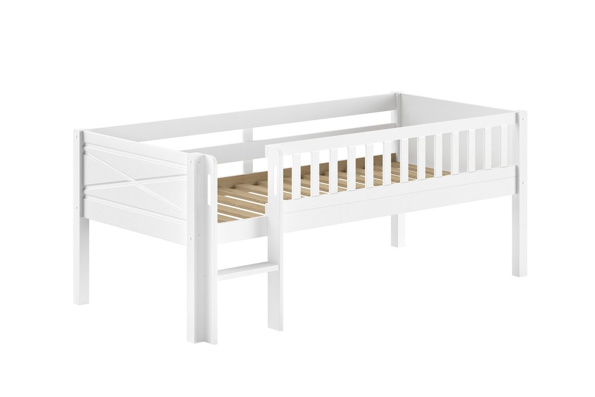 VIPACK-Lit Mi-Hauteur (H 85cm) SCOTT Avec Échelle 90 X 200 cm Blanc