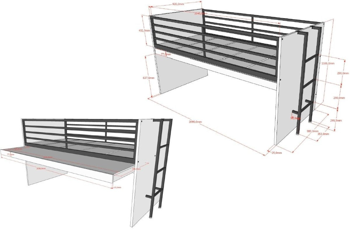 VIPACK-Lit Mi-Hauteur SAM (85) 90 X 200 cm Blanc