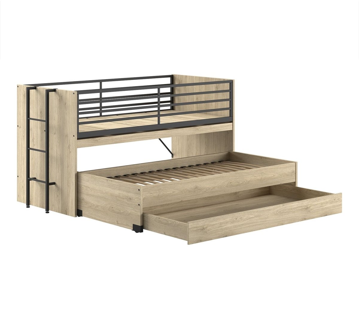 VIPACK-Lit Mi-Hauteur SAM (86) 90 X 200 cm Chêne