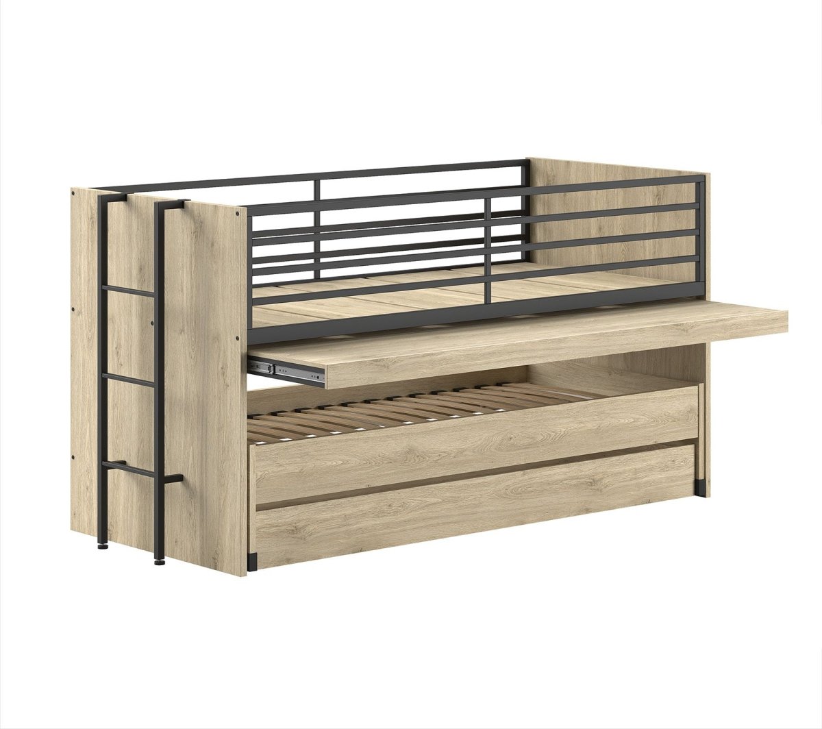 VIPACK-Lit Mi-Hauteur SAM (86) 90 X 200 cm Chêne