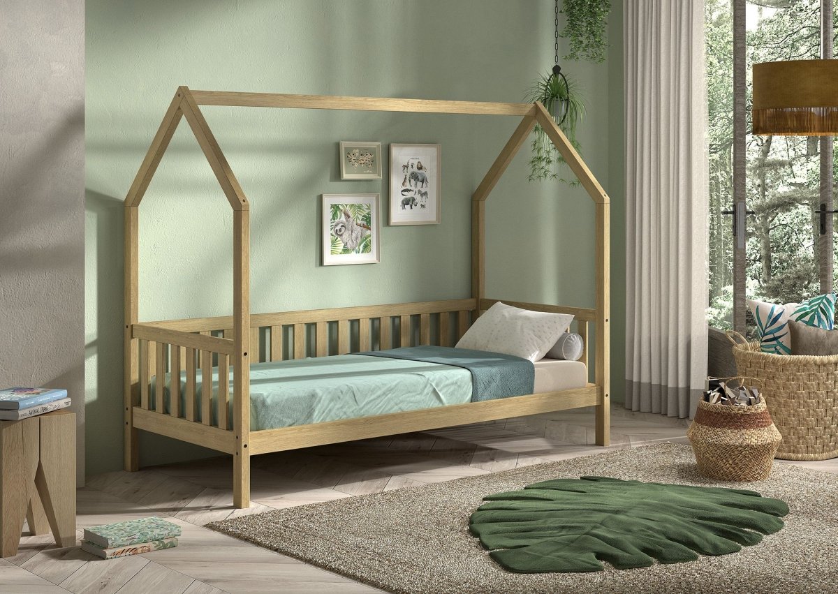 VIPACK-Lit Nature Avec Grille 90 X 200 cm Chêne