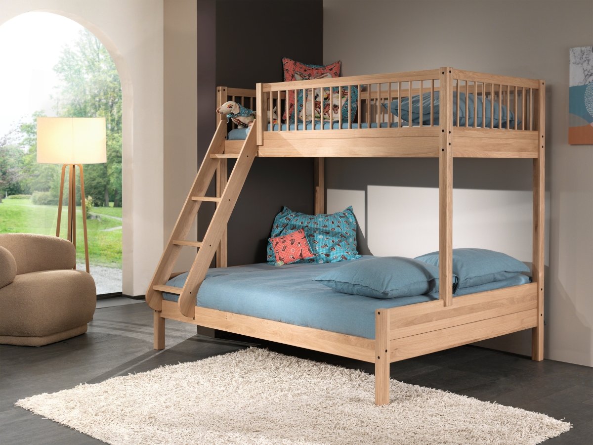 VIPACK-Lit Superposé Familial Forrest – 140 x 200 Cm + 90 x 200 Cm – En Chêne