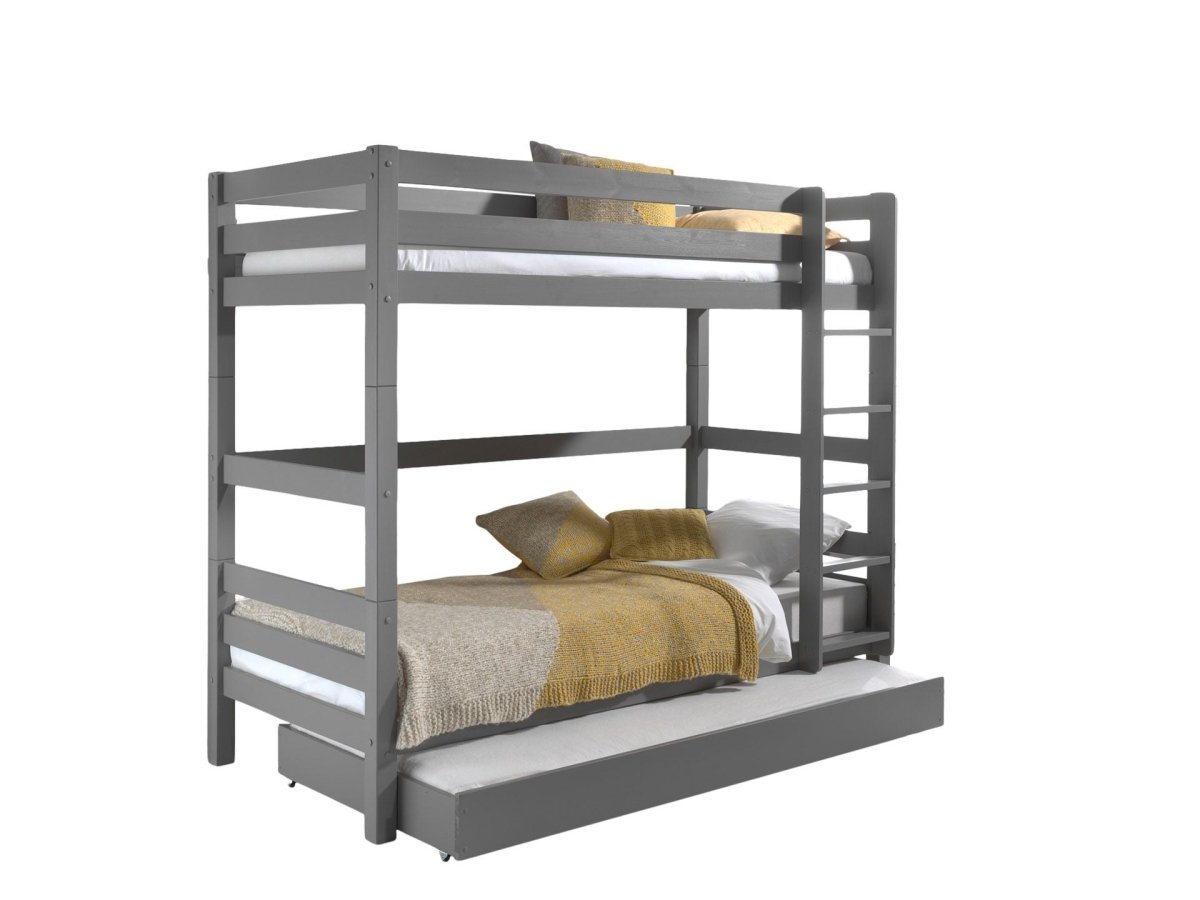 VIPACK-Lit Superposé (H 180cm) PINO 90 X 200 cm Gris