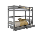 VIPACK-Lit Superposé (H 180cm) PINO 90 X 200 cm Gris