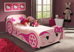 VIPACK-Lit Voiture LOVE LIT 90x200cm Rose Avec Matelas Assorti