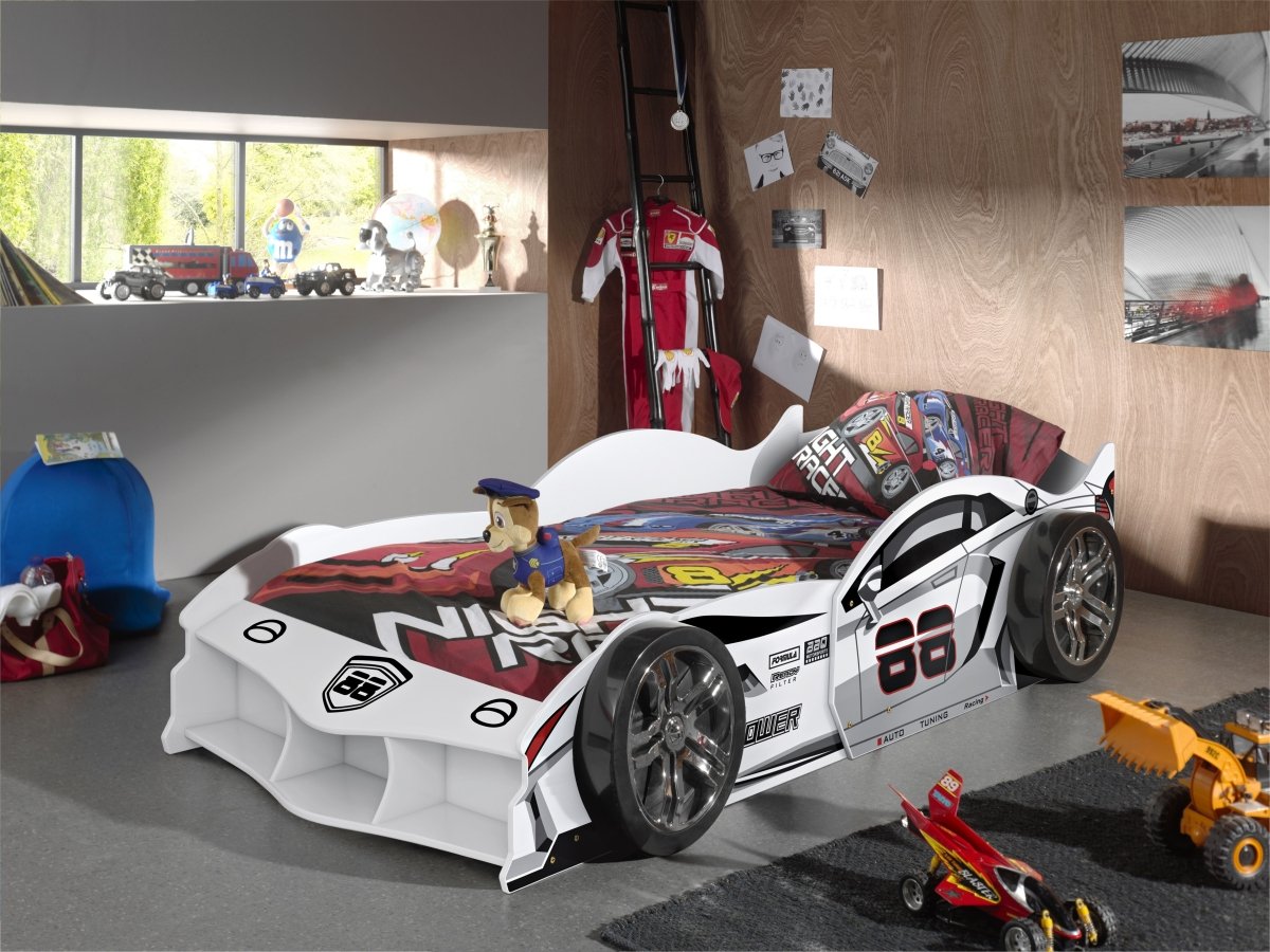 VIPACK-Lit Voiture Max 90 X 200cm Blanc