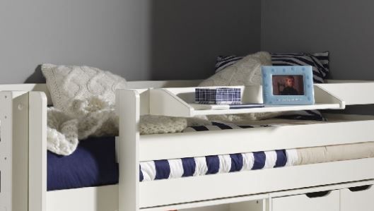 VIPACK-Lit Mi-Hauteur (H 115cm) PINO Avec Échelle 90 X 200 cm Blanc