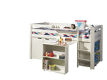 VIPACK-Lit Mi-Hauteur (H 115cm) PINO Avec Échelle 90 X 200 cm Blanc
