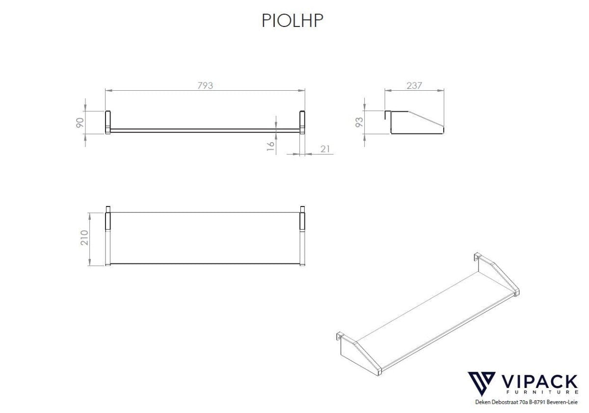 VIPACK-Lit Mi-Hauteur (H 85cm) PINO Avec Toboggan 90 x 200 cm Blanc