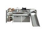 VIPACK-Lit Mi-Hauteur (H 85cm) PINO Avec Toboggan 90 x 200 cm Gris
