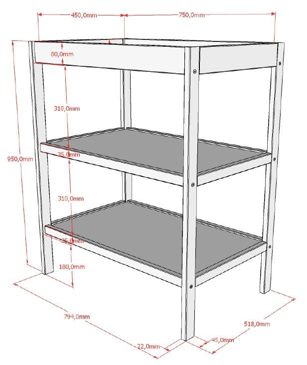 VIPACK-Table À Langer DINO Anthracite