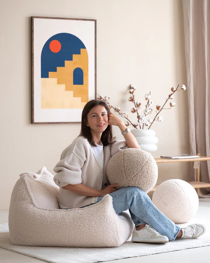WIGIWAMA-Coussin Boule Molletonné - Blanc Crème