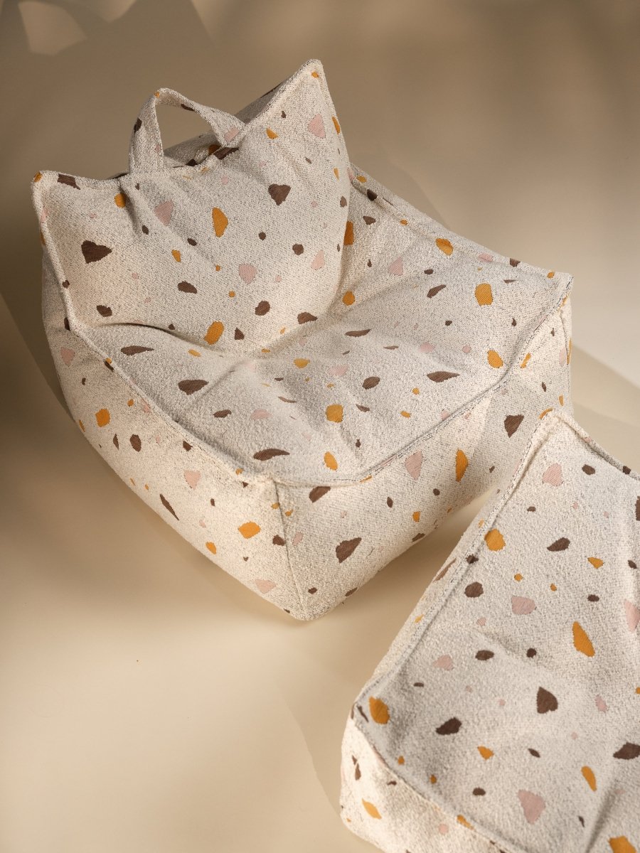 WIGIWAMA-Pouf Carré Terrazzo - Marbre