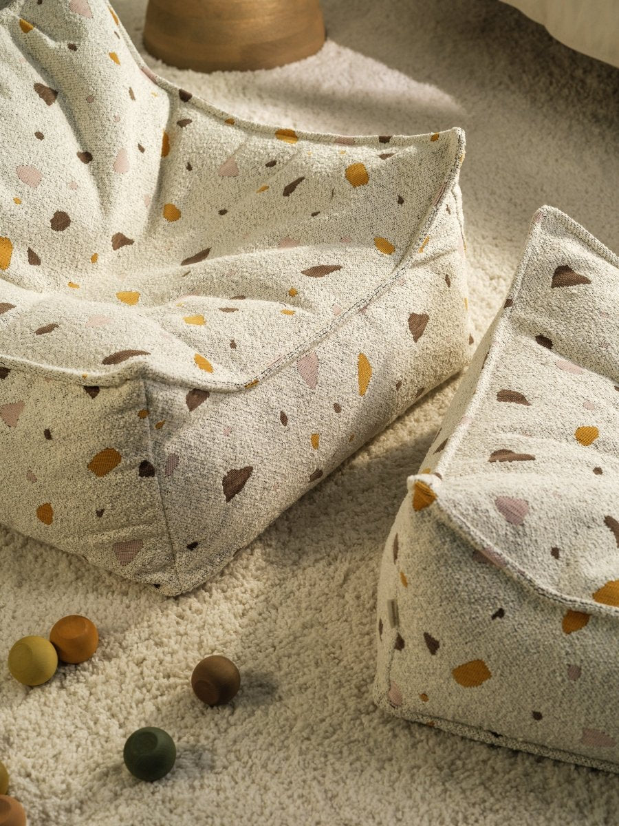 WIGIWAMA-Pouf Carré Terrazzo - Marbre