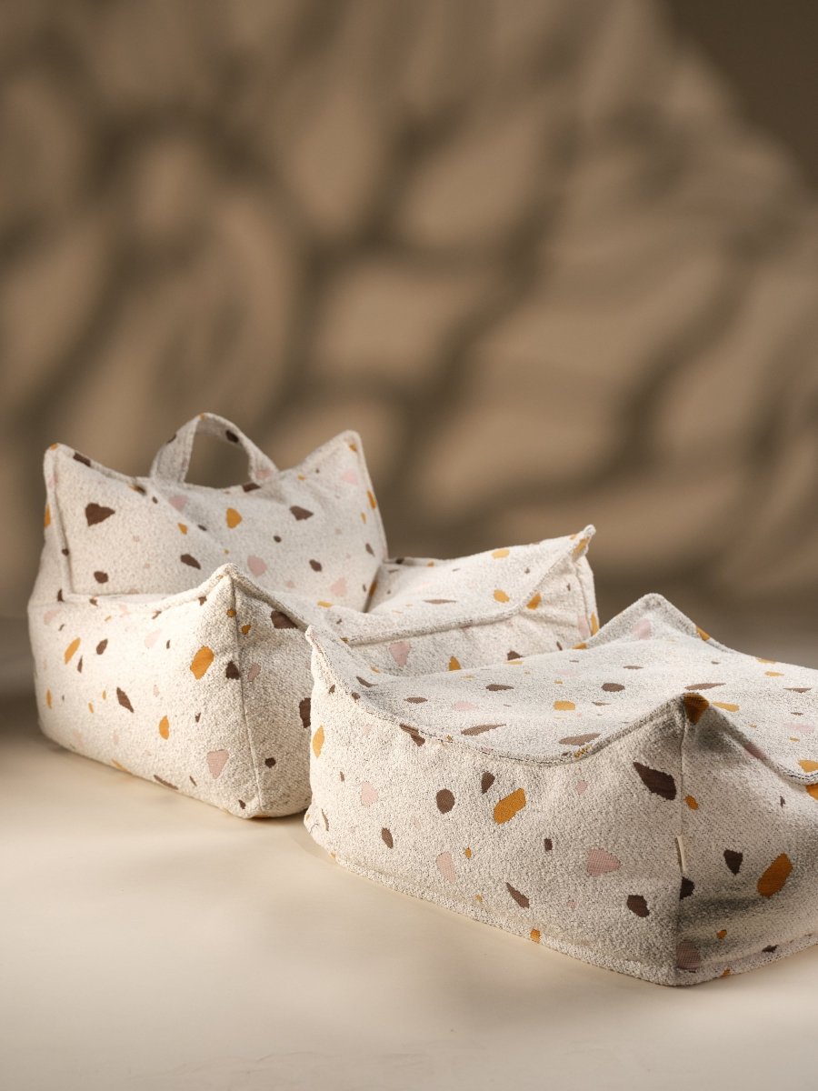 WIGIWAMA-Pouf Carré Terrazzo - Marbre
