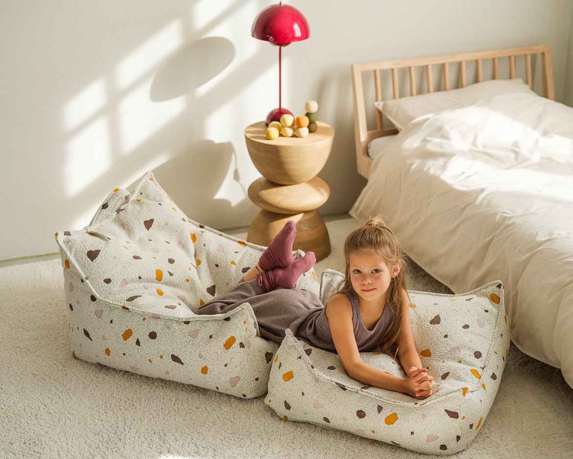 WIGIWAMA-Pouf Carré Terrazzo - Marbre