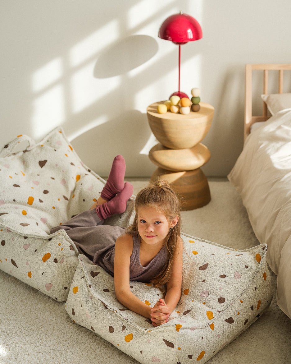 WIGIWAMA-Pouf Carré Terrazzo - Marbre