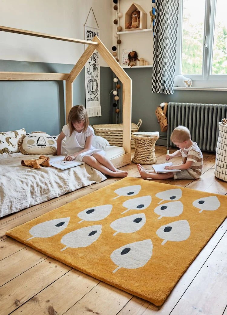 BLEUU-STUDIO-Tapis Enfant Forêt Abricot 100 x 130 Cm