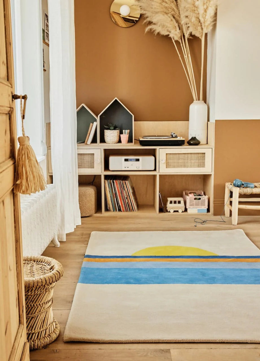 BLEUU-STUDIO-Tapis Enfant Sunset Bleu 120 x 170 Cm