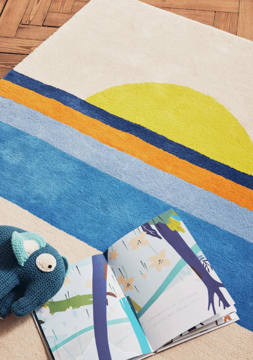 BLEUU-STUDIO-Tapis Enfant Sunset Bleu 120 x 170 Cm