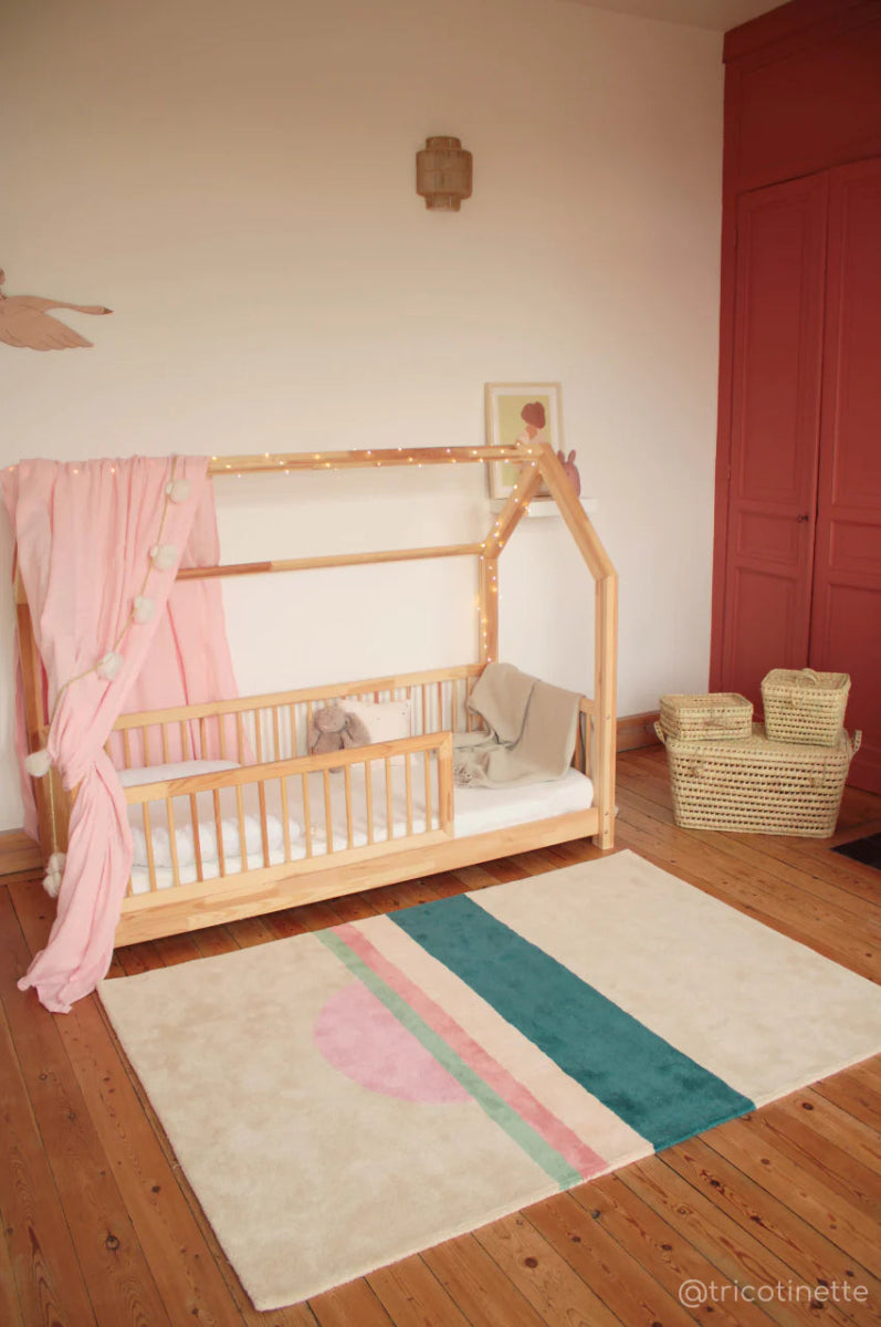 BLEUU-STUDIO-Tapis Enfant Sunset Rose/vert 100 x 130 Cm