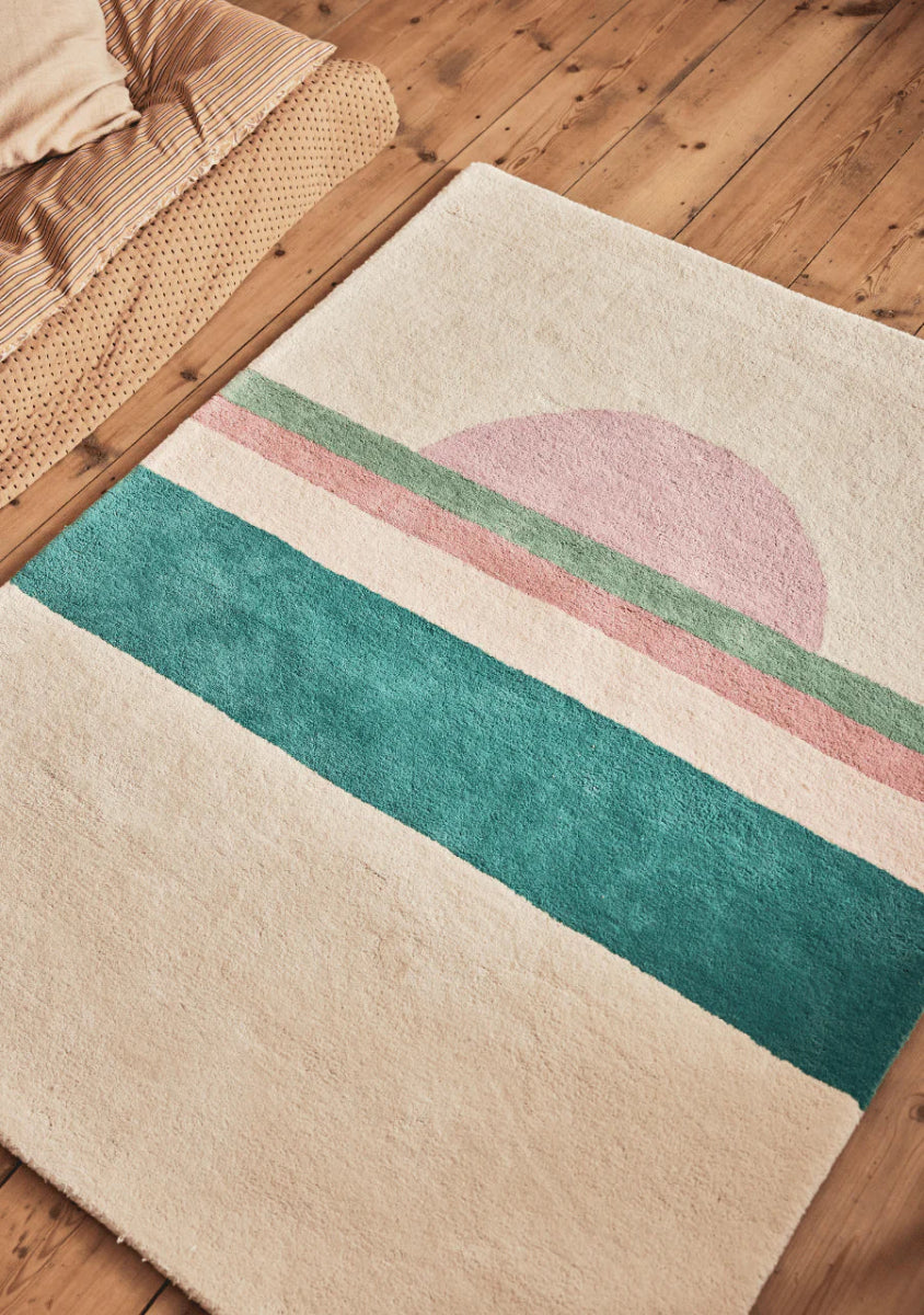 BLEUU-STUDIO-Tapis Enfant Sunset Rose/vert 100 x 130 Cm