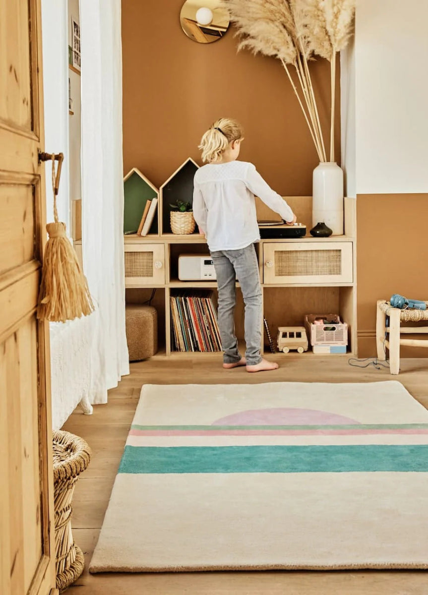 BLEUU-STUDIO-Tapis Enfant Sunset Rose/vert 120 x 170 Cm