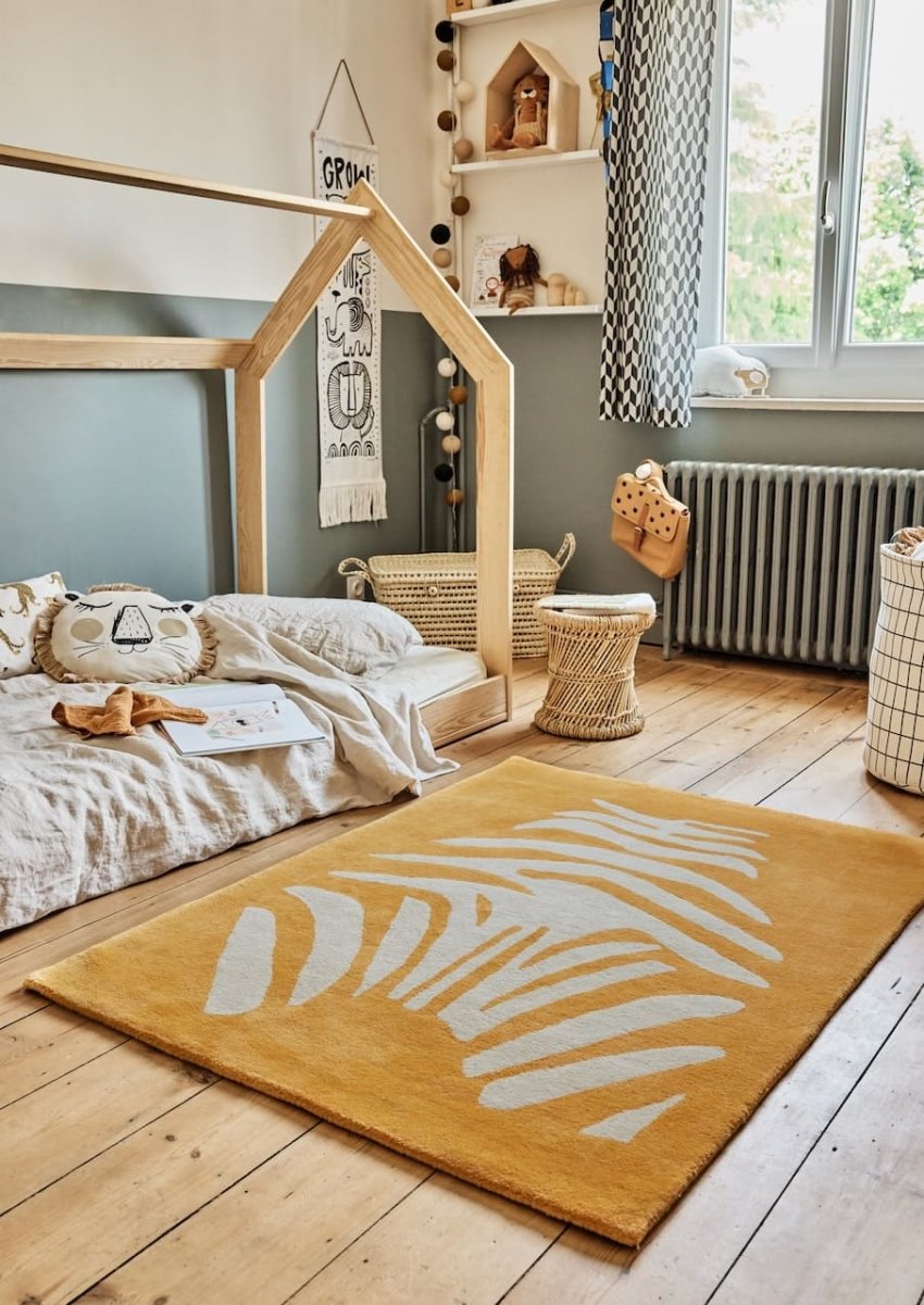 BLEUU-STUDIO-Tapis Enfant Zebre Abricot 100 x 130 Cm